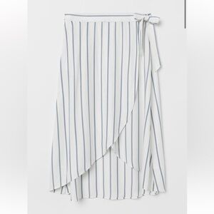 H&M L.O.G.G. Wrapover Skirt White Blue Stripes M